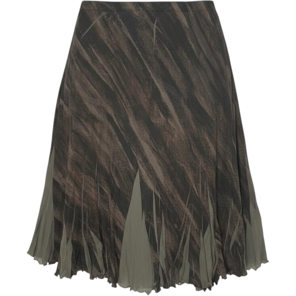 Coldwater Creek Olive Brown Abstract Mesh Midi Skirt Whimsigoth Womens Medium